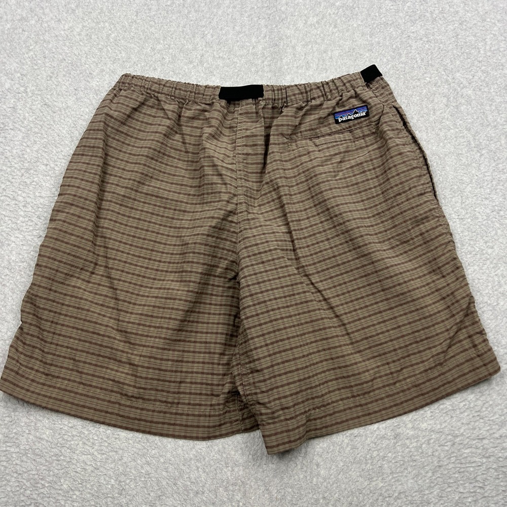VTG Patagonia River Shorts Men's Medium Brown Plaid Check 9" Baggies Outdoor 90s